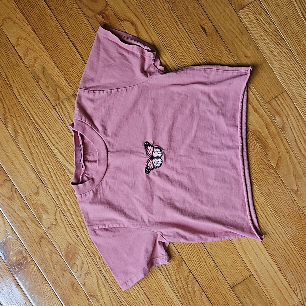 PacSun Brandy Melville butterfly cropped t-shirt dusty rose